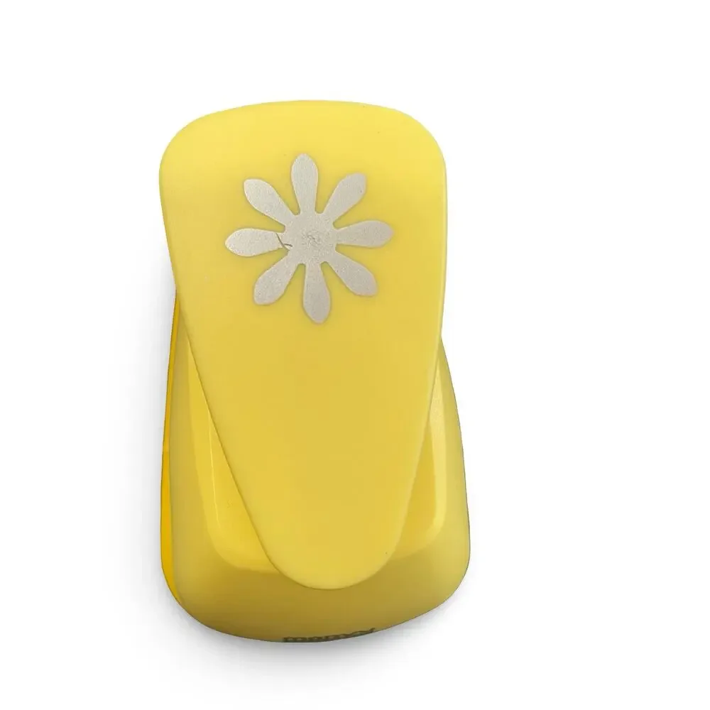 Marvy Uchida Paper Punch Bundle 4 Piece Set Square Flower Tag Shapes Blue Yellow